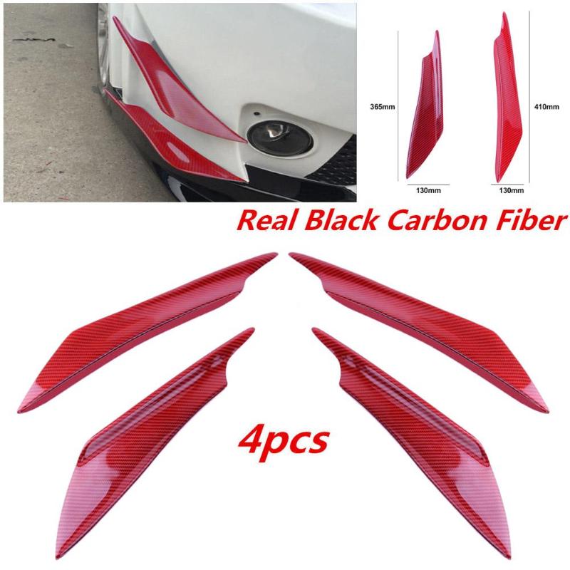 4pcs/lot Universal  Carbon Fiber Color Car Front Bumper Splitter Fins Body Spoiler Canards Car Styling Accessories - ebowsos