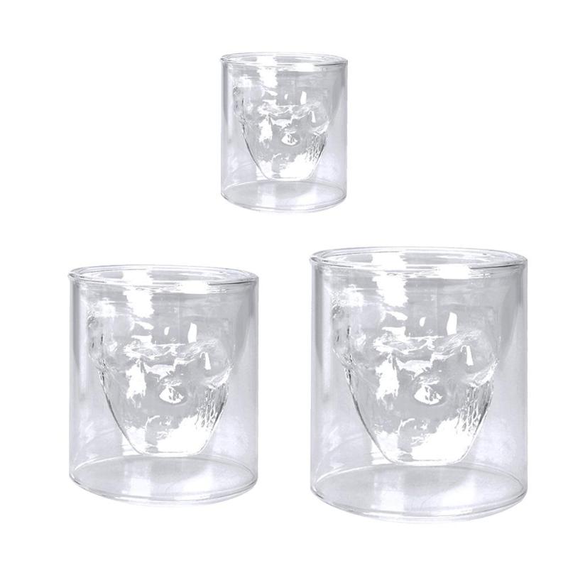 4pcs/set Creative Skull Glass Cup Transparent Glass Cup Beer Cups for Home Bar Beer Party Hotel Wedding Glasses Gift Drinkware - ebowsos