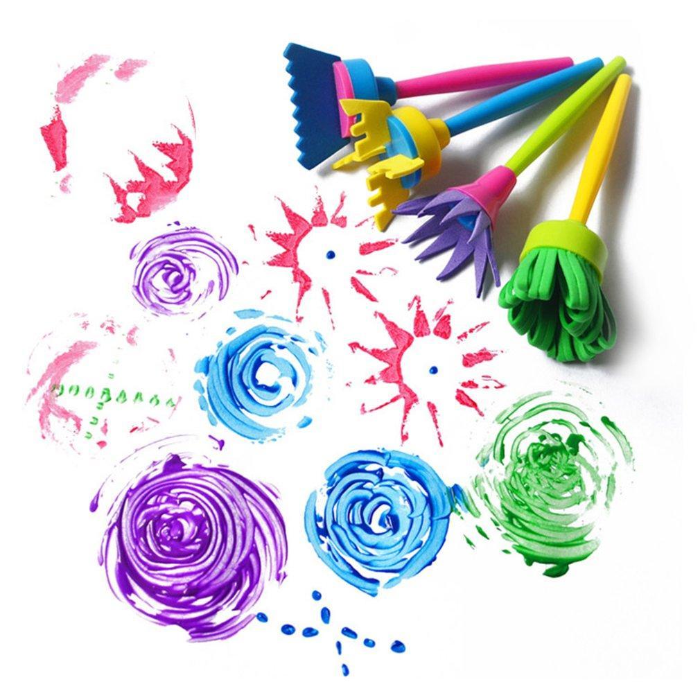 4pcs/set DIY Painting Sponge Brushes Plastic Sponge Flower Brush Seal Painting Toys Lovely Art Drawing Pen For Children Kids-ebowsos