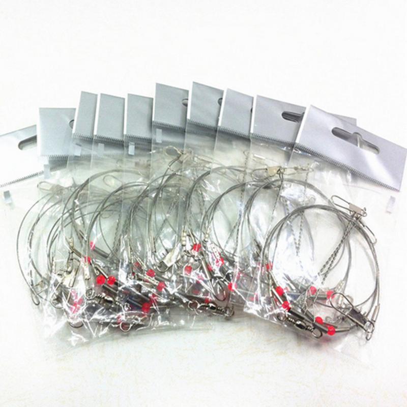 5/10/20PCS Arms Stainless Steel Fishing Wire Leader Arms with Rigs Swivels Snap-ebowsos