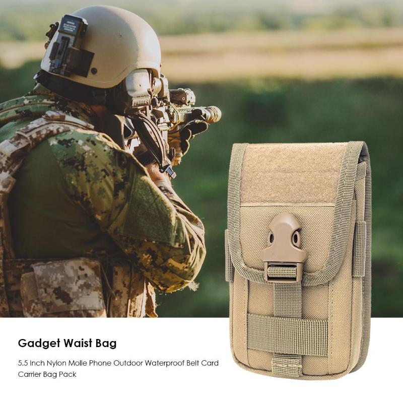 5.5 Inch Molle system Nylon Phone Bag Waterproof Belt Gadget Waist Bag Card Carrier Bag Travel Bag Pack Outdoor Tools-ebowsos