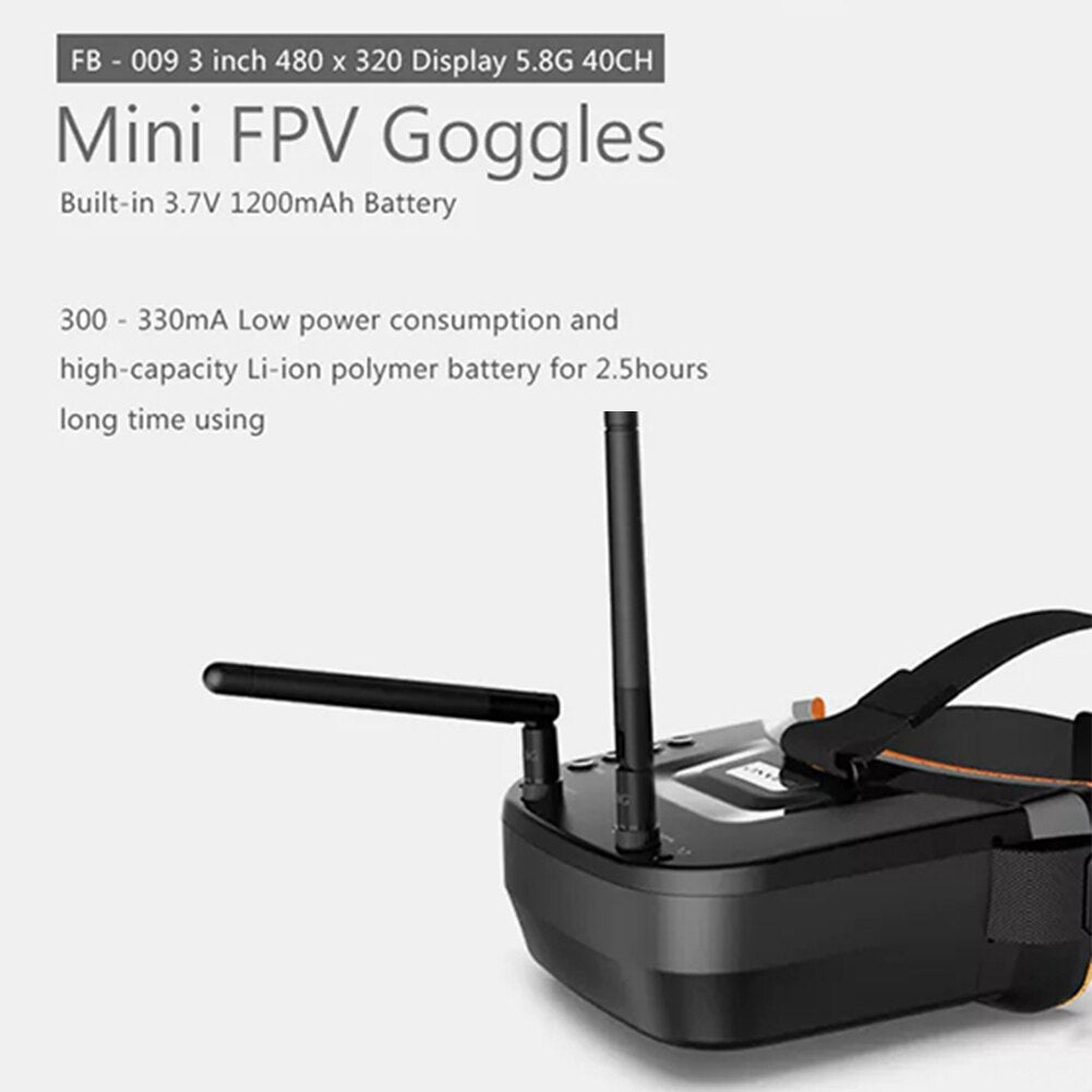 5.8Ghz FPV Goggles VR-009 Video Headset 5.8G 40CH HD 3 inch Mini FPV Goggle-ebowsos
