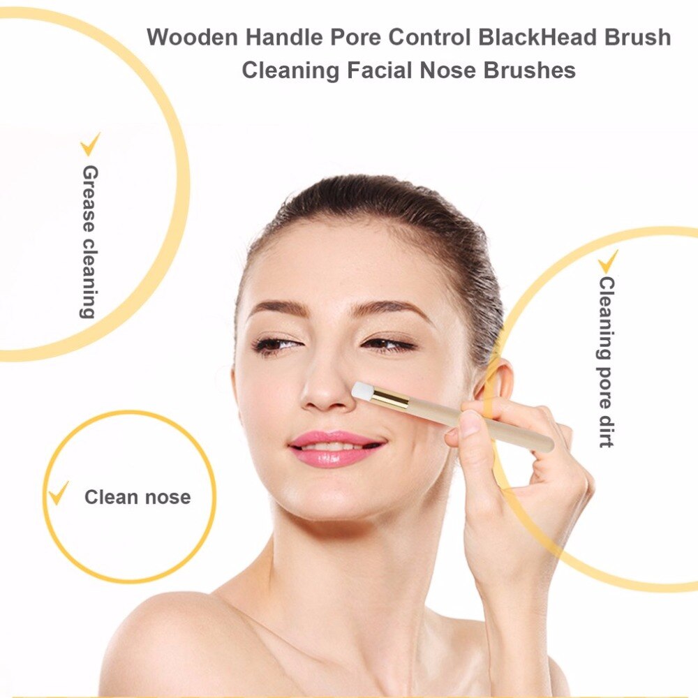 5 PCS Soft Nose Brush Wood Nasal Wash Brush Blackheads Remover Nose Clean Brush Facial Cleaning Tools Makeup Brush - ebowsos