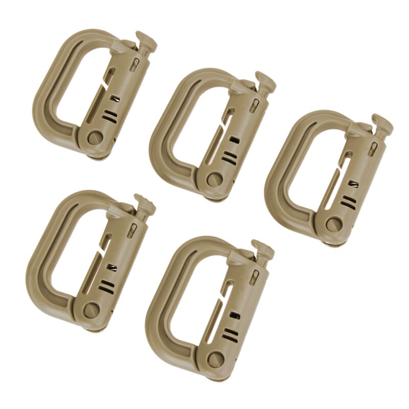 5 Pcs Climbing Buckles Outdoor Grimloc Molle Carabiner D Locking Mount D-Ring Plastic Clip Snap Hook Hanging Keychain-ebowsos
