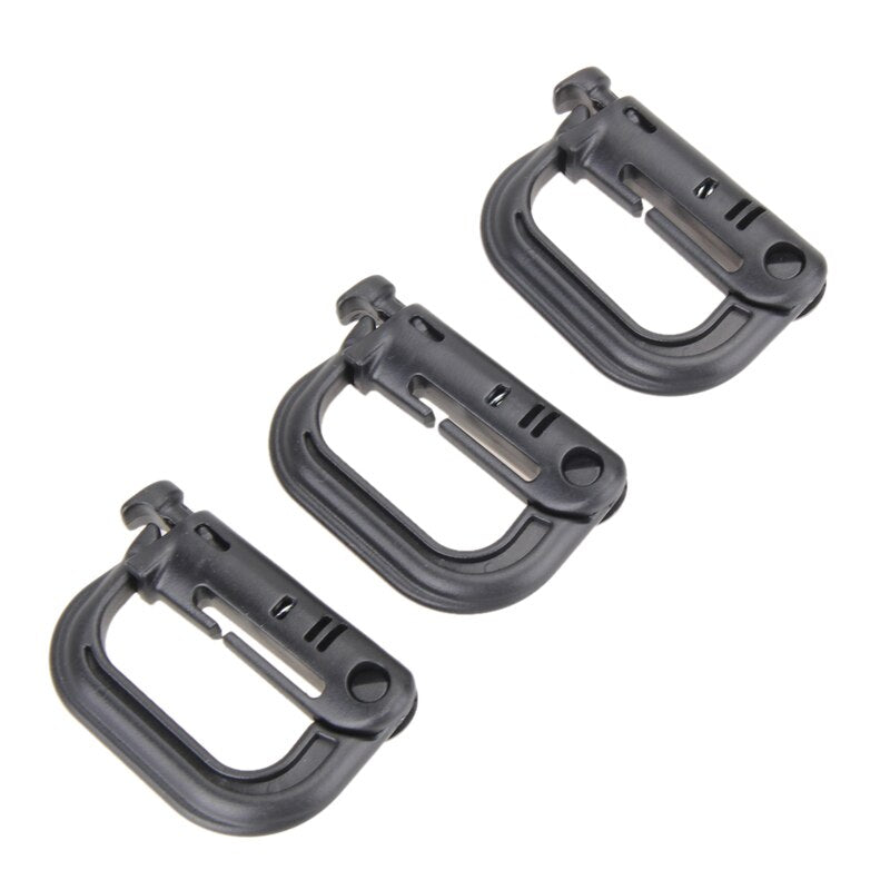 5 Pcs Climbing Buckles Outdoor Grimloc Molle Carabiner D Locking Mount D-Ring Plastic Clip Snap Hook Hanging Keychain-ebowsos