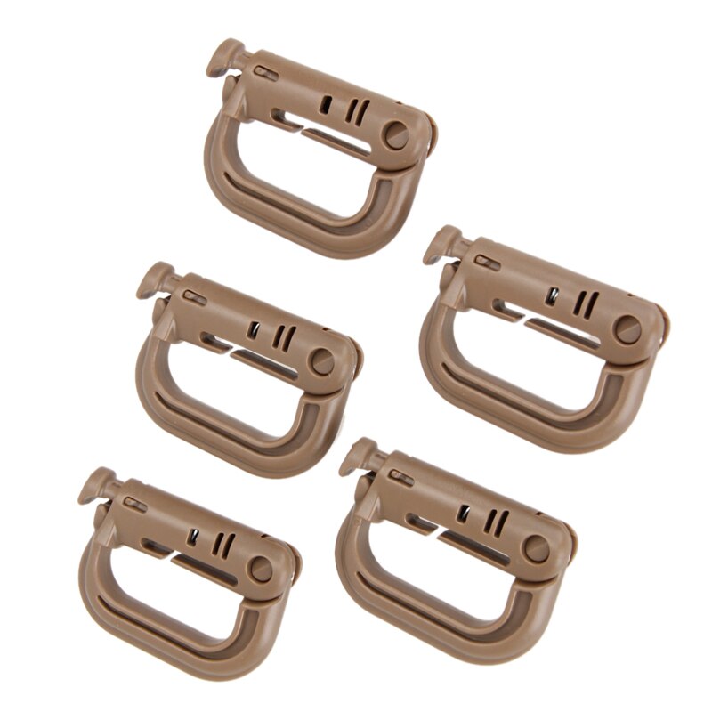 5 Pcs Climbing Buckles Outdoor Grimloc Molle Carabiner D Locking Mount D-Ring Plastic Clip Snap Hook Hanging Keychain-ebowsos