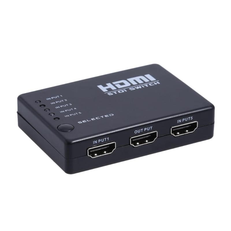 5 Port 1080P Video HDMI Switch Switcher Splitter IR Remote For HDTV PS3 Xbox 360 DVD HD Camcorder Laptop - ebowsos