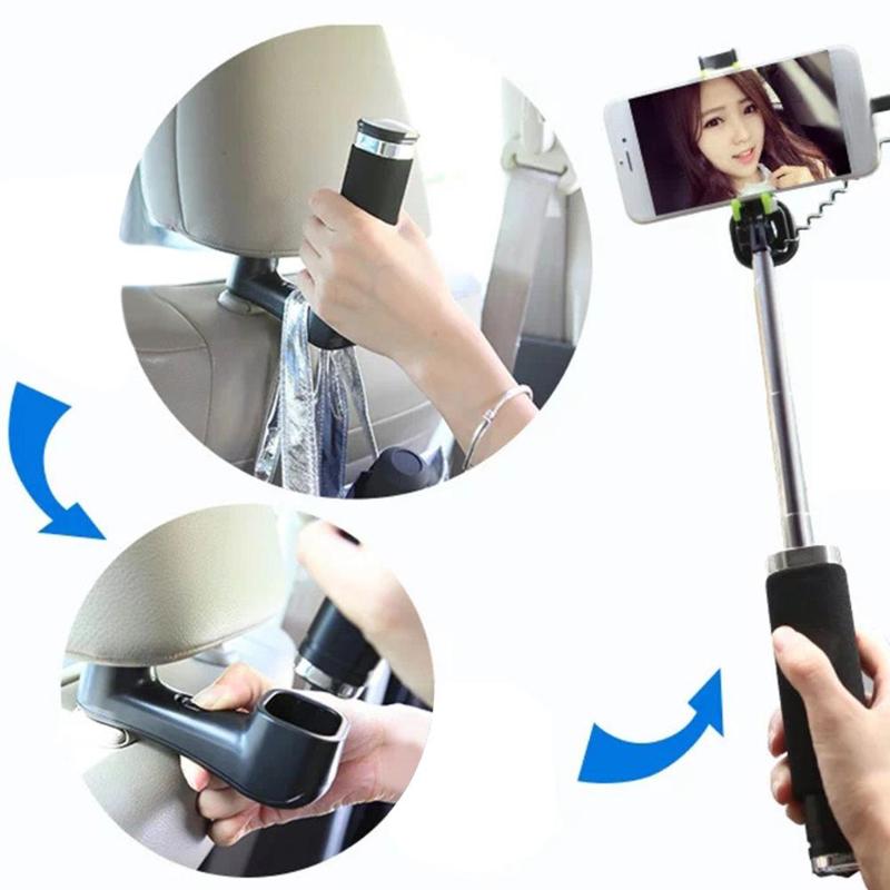 5 in 1 Car Back Seat Phone Holder Stand Headrest Hanger Hook Clip Handrail Mini Night Light Multi-function car Hook - ebowsos