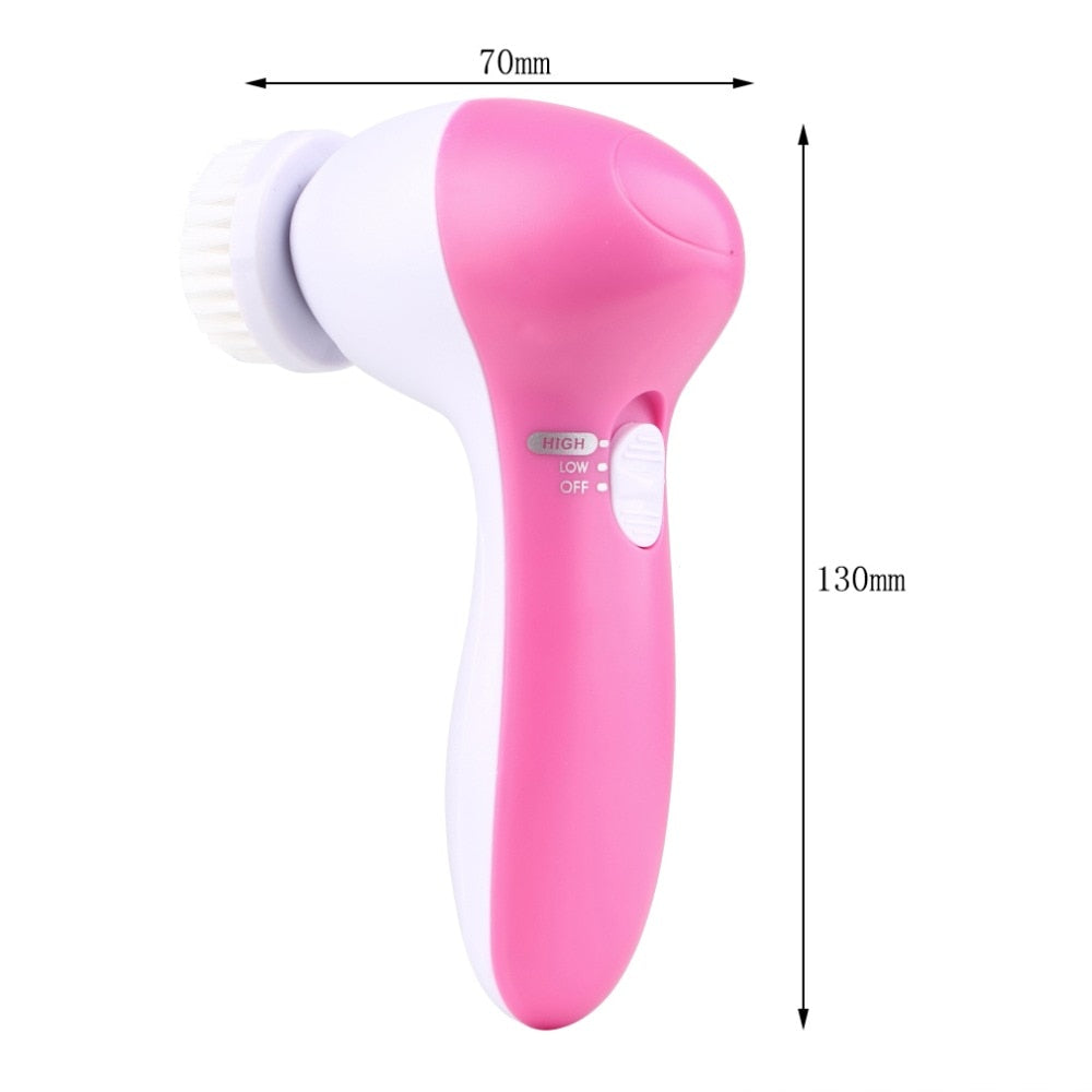 5 in 1 Electric Wash Face Machine Facial Pore Cleaner Body Cleansing Massage Mini Skin Beauty Massager Brush women clean brushes - ebowsos