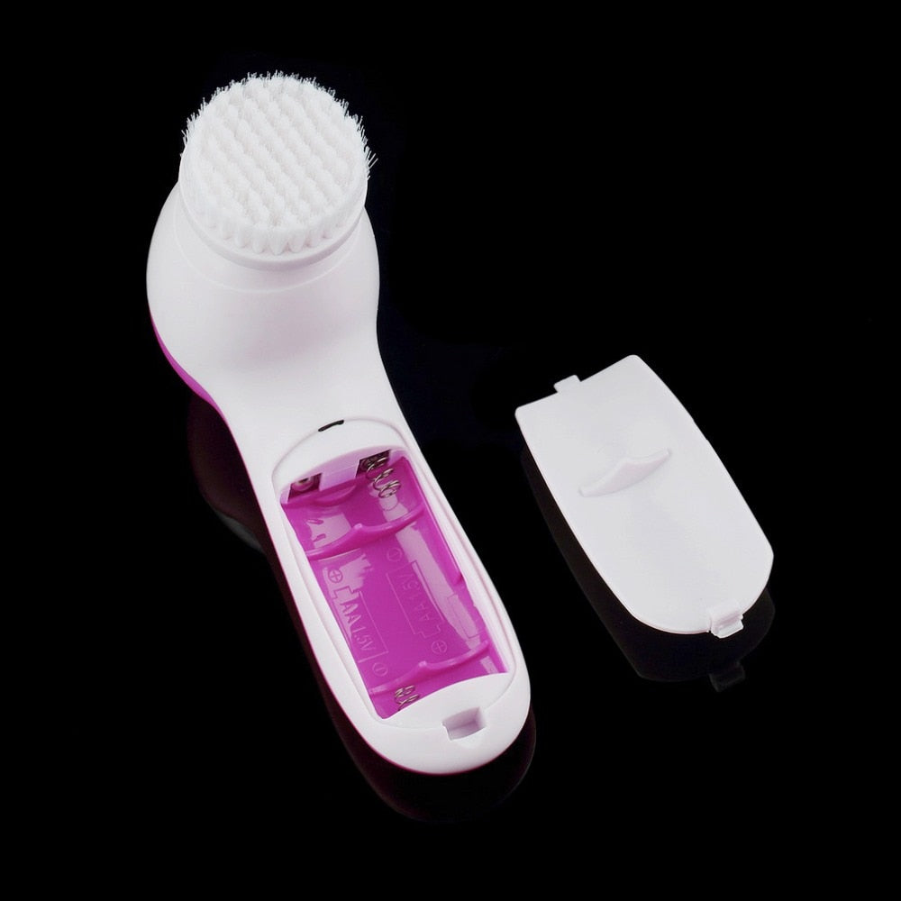 5 in 1 Electric Wash Face Machine Facial Pore Cleaner Body Cleansing Massage Mini Skin Beauty Massager Brush women clean brushes - ebowsos