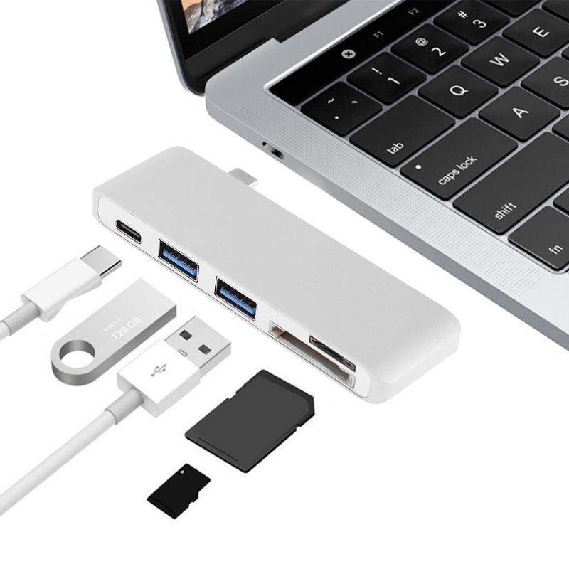 5 in 1 USB-C Type-C Hub OTG Multi USB-C Splitter TF / SD Card Read+Micro USB Power Port Adapter for Macbook Air Pro - ebowsos