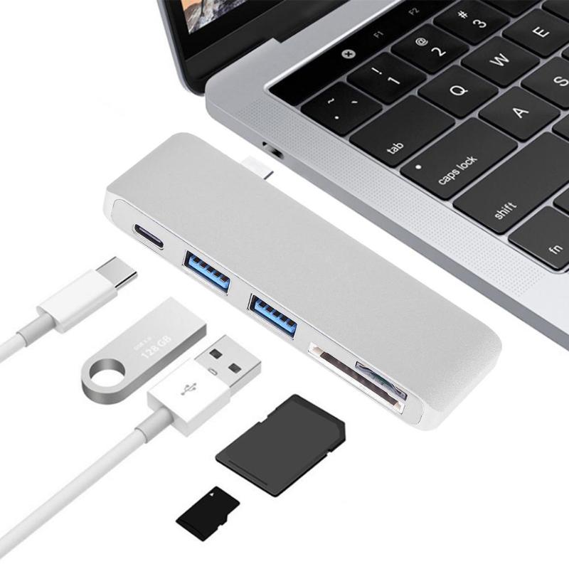 5 in 1 USB-C USB Type-C Hub OTG Multi USB-C Splitter+Micro USB Power Port for Macbook Air Pro for MicroSD/TF / SD / MMC Card - ebowsos