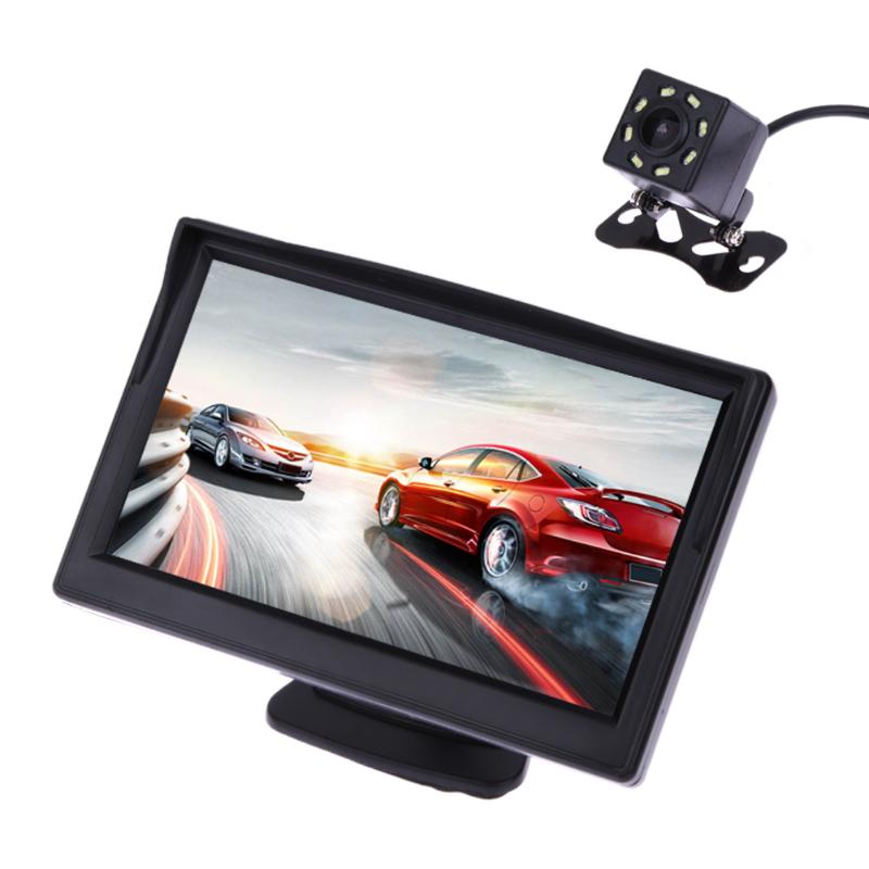 5 inch TFT LCD Rear View Display Monitor + Waterproof Night Vision Reversing Backup Rear View Camera Car Styling Car Monitors - ebowsos