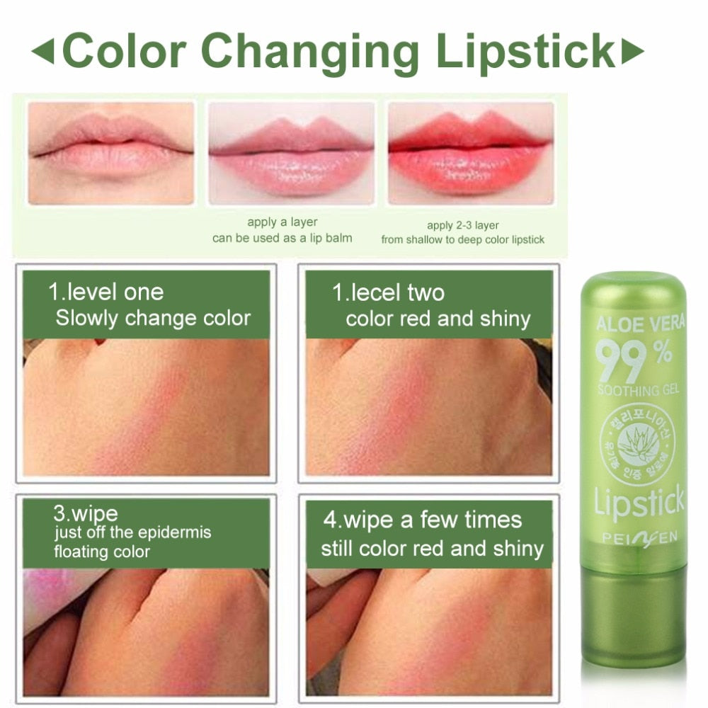 5 pcs/lot Portable Natural Plant Aloe Gel Lip Balm Color Changing Lipstick Moisturizing Long-lasting Cosmetic Lip Care Lip Stick - ebowsos