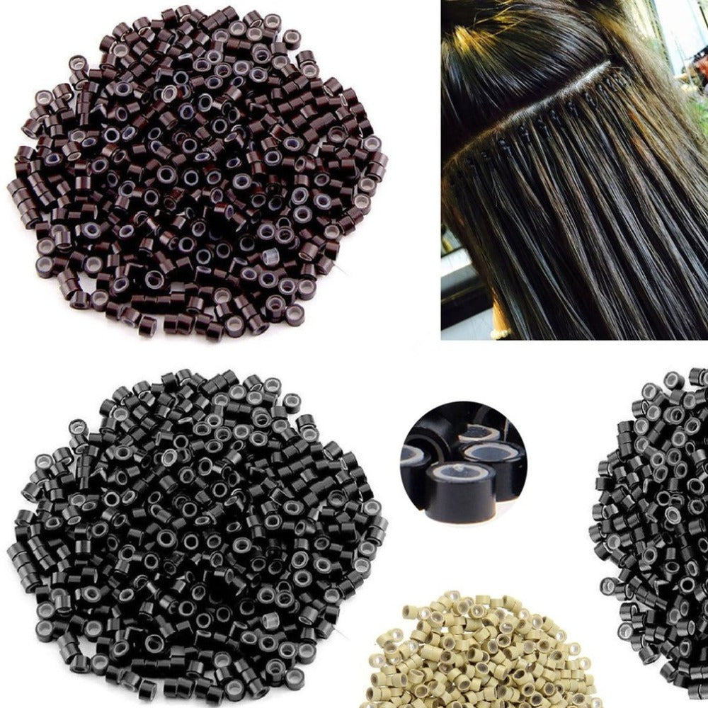 500 Pcs 5mm Hair Silicone Micro Ring Silicone Lined Micro Rings Links Beads for Feather and Human Hair Extensions - ebowsos