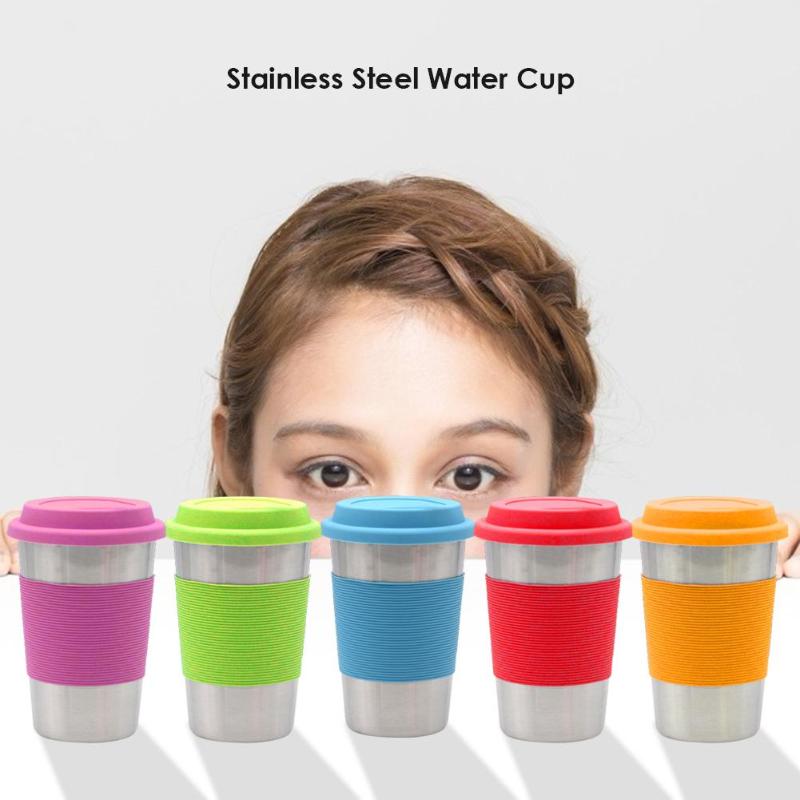 500ML Stainless Steel Silicone Lid Sleeve Mugs Hand Cups Home Office School Gift Pen Holder for Desktop Stationery Collection - ebowsos
