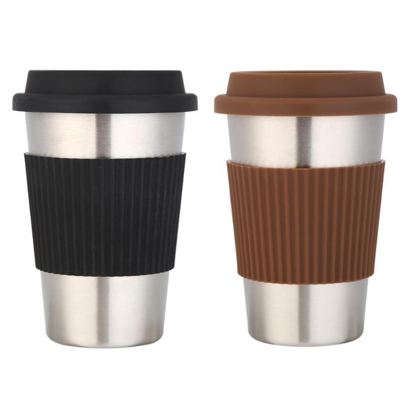 500mL Stainless Steel Water Cup Non-Slip Coffee Tea Mug Insulated Cups - ebowsos