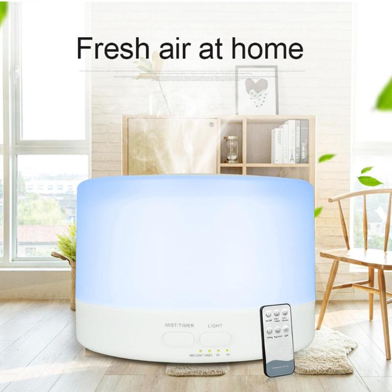 500ml Ultrasonic Air Humidifier Remote Control Electric Aromatherapy Aroma Humidifier Essential Oil Diffuser With 7 Color Lights - ebowsos