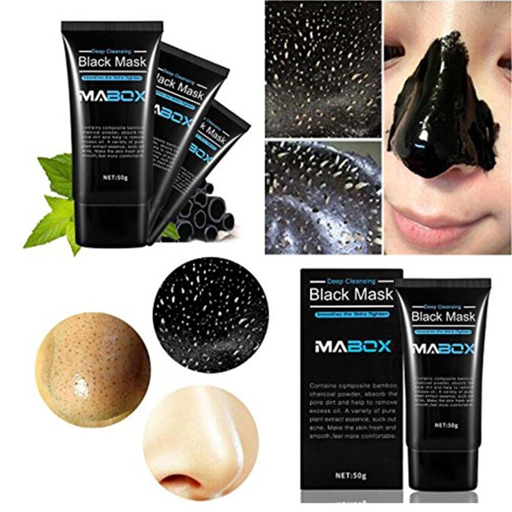 50G Blackhead Remover Mask Deep Cleansing Purifying Peel Off Acne Black Mud Face Mask Facial Care Shrink Pore Mask - ebowsos