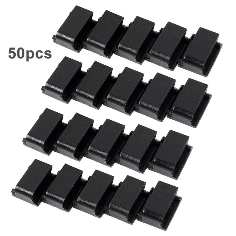 50pcs Adhesive Car Wire Tie Clips Cord Fixer Organizer Clamps Line Tie Fixer Holders Organizer Management Desk Cable Tie Clamps - ebowsos