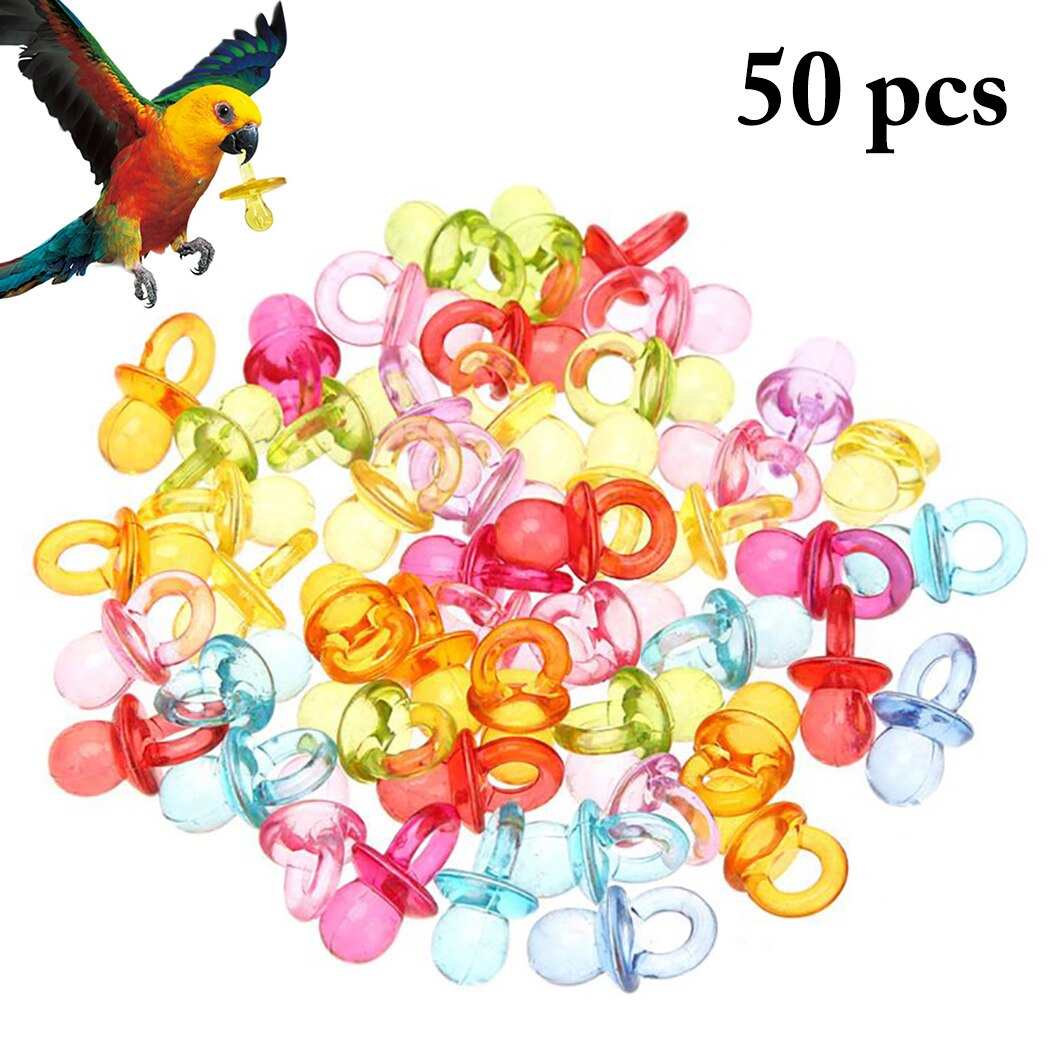 50pcs Colorful Bird Toys Acrylic Nipple Bite Chew Birds Training Supplies DIY Accessory Bird Chew Toy Pet Teething Toy Supplies-ebowsos