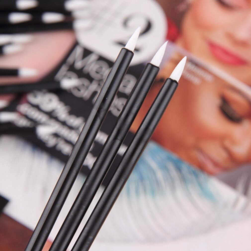 50pcs Disposable Black Fiber Eyeliner Brush in a Plastic Bag,Professional makeup tools & eyeliner brushes cometic eye brushes - ebowsos