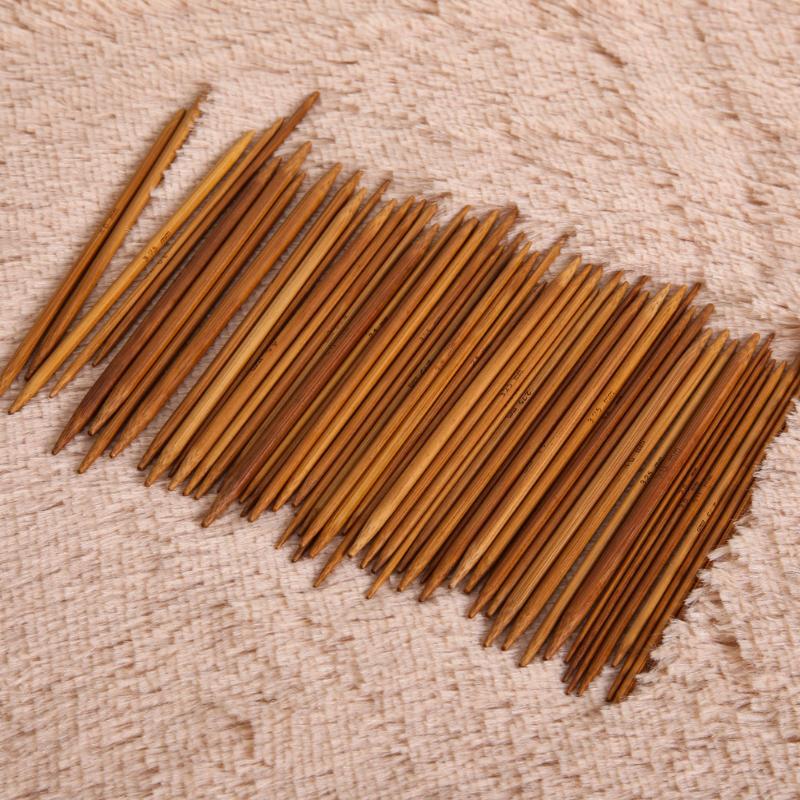 55Pcs 11sizes 5'' 13cm Double Pointed Carbonized Bamboo Knitting Needles - ebowsos