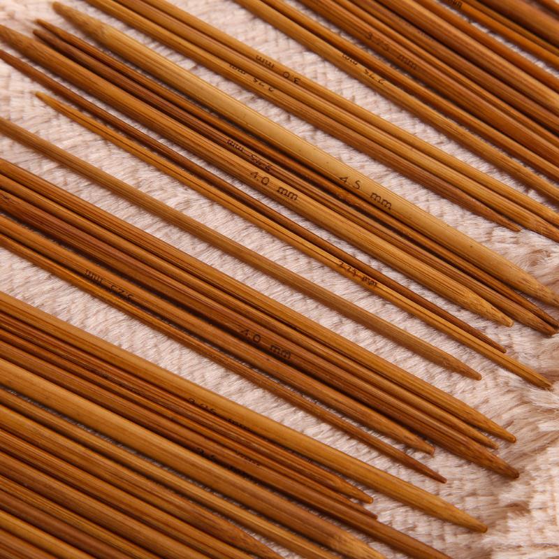 55Pcs 11sizes 5'' 13cm Double Pointed Carbonized Bamboo Knitting Needles - ebowsos