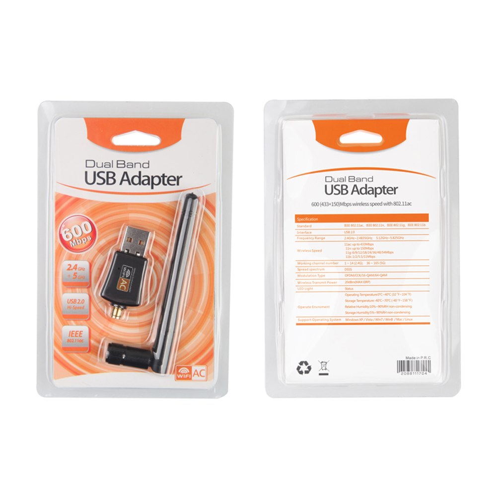 5GHz USB Wifi Adapter 600Mbps Wireless Lan USB PC Wifi Antenna Support Window Linx2.6X Mac OS 802.11AC USB Network Card - ebowsos
