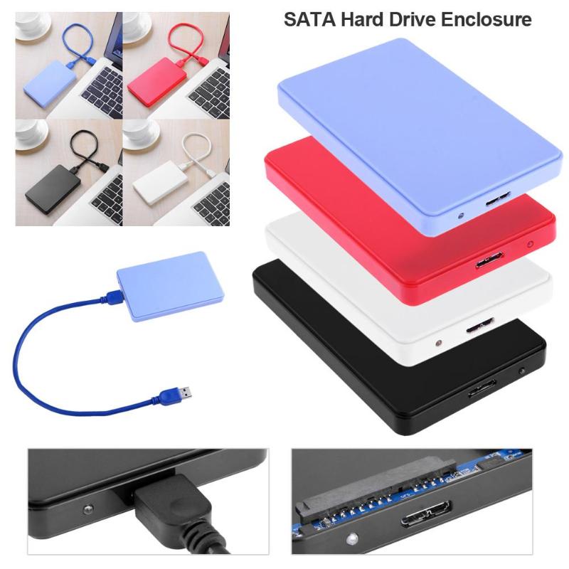 5Gbps 2.5in USB3.0 SATA Hard Disk Drive Box 3TB HDD Hard Drive SSD External Enclosure Case With USB Cable for PC High Quality - ebowsos