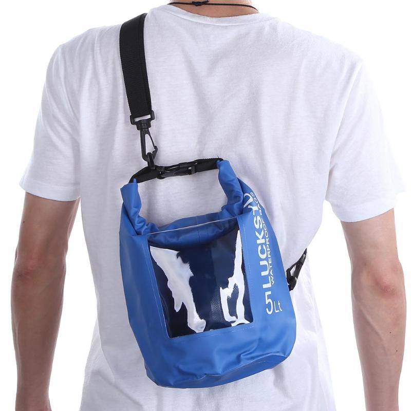 5L/10L/20L Waterproof Bag With Shoulder Strap Transparent Waterproof Bag Outdoor PVC Drift Backpack Outdoor Bag-ebowsos