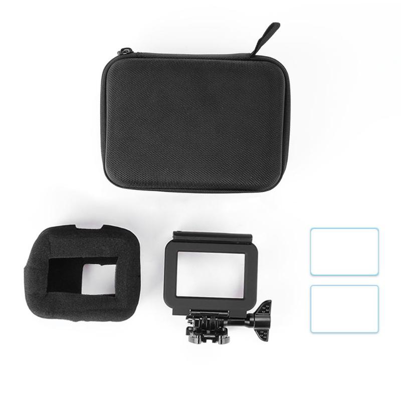 5Pcs Anti-shock Portable Storage Bag Protective Frame Soundproof Cotton Tempered Glass Film for GoPro Action Camera New Arrival - ebowsos