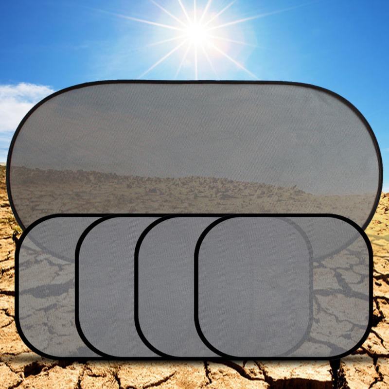 5Pcs/Lot Black Pinstripe Mesh Sun Visor Set Window Screen Sunshade Car Cover Solar UV Protection 3D Photocatalyst Mesh Cloth New - ebowsos