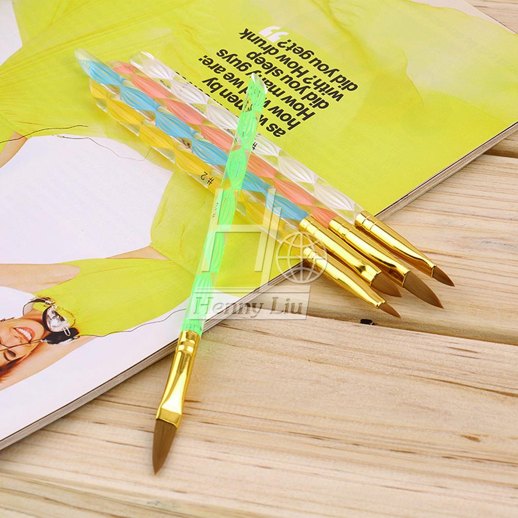 5Pcs Nail Art Brush Tools Set Acrylic UV Gel Builder Painting Drawing Brushes Pens Cuticle Pusher Tool Colorful - ebowsos