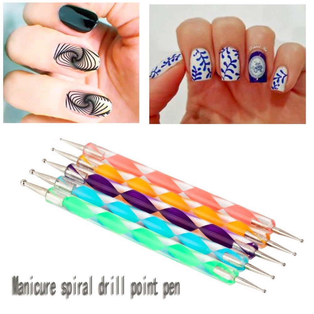 5Pcs/Set High Quality Two-Way Dotting Pen Marbleizing Painting Tool Nail Art Dot Set Drop Shipping Wholesale - ebowsos