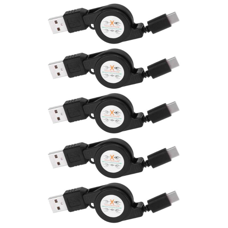 5Pcs USB Type-C USB3.1 Retractable Cable Data Sync Charger Charging Cable High Quality Retractable Data Sync Type-C Cable New - ebowsos
