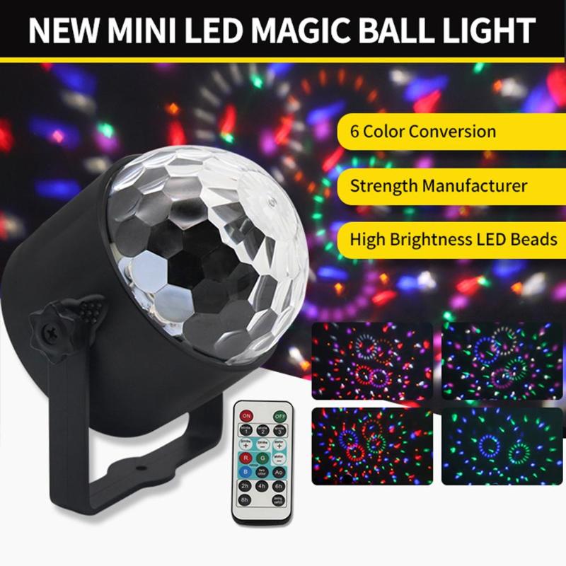 5W 90V-240V RGB LED Crystal Magic Ball Stage Effect Light Auto Voice Control DMX DJ Party Decor Lamp US/EU Plug - ebowsos
