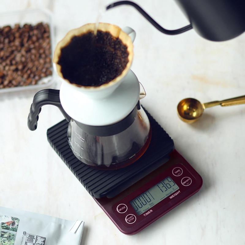 5kg/0X15g LCD Digital Coffee Weighing Scale Home Kitchen Bar Timer Balance - ebowsos