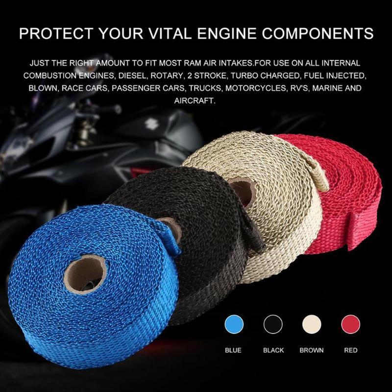 5m Thermal Exhaust Tape Exhaust Pipe Wrap Header Heat Resistant Cloth for Car Motorcycle Exhaust System High Quality Cloth New - ebowsos