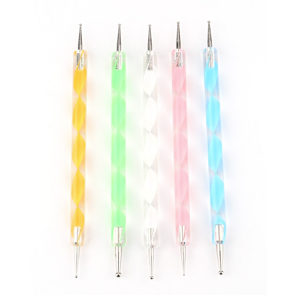 5pcs 2 Ends Nail Art Dotting Pens Nail Polish Pen Drill Point Pen Aluminum Marbleizing Painting Dot DIY Nail Art Tools Big Sale - ebowsos