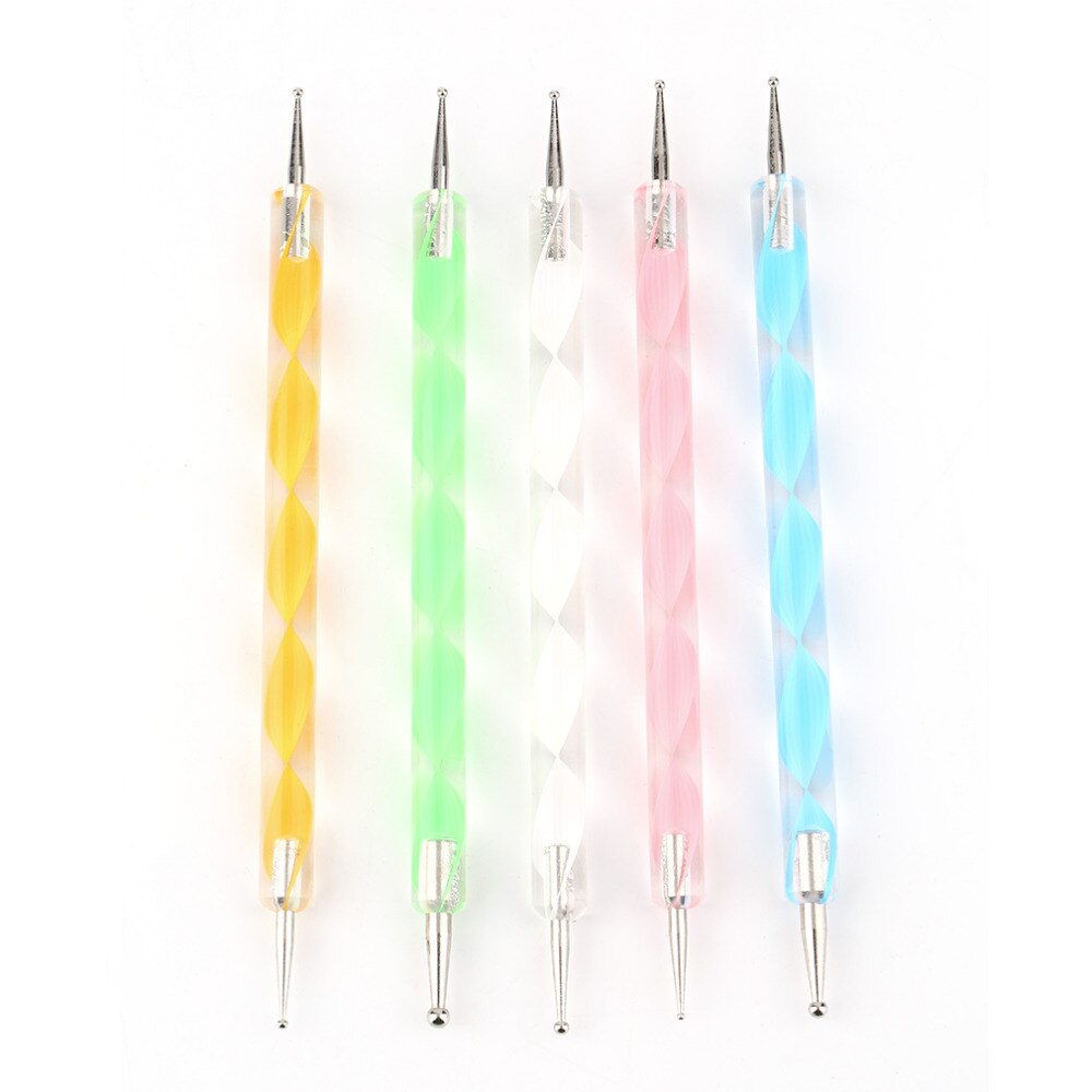 5pcs 2 Ends Nail Art Dotting Pens Nail Polish Pen Drill Point Pen Aluminum Marbleizing Painting Dot DIY Nail Art Tools Big Sale - ebowsos