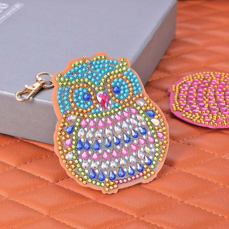 5pcs DIY Full Drill Keychain Special Shaped Diamond Painting Cute Owl Keychain Pendants Home Decoration Essential Supplies - ebowsos