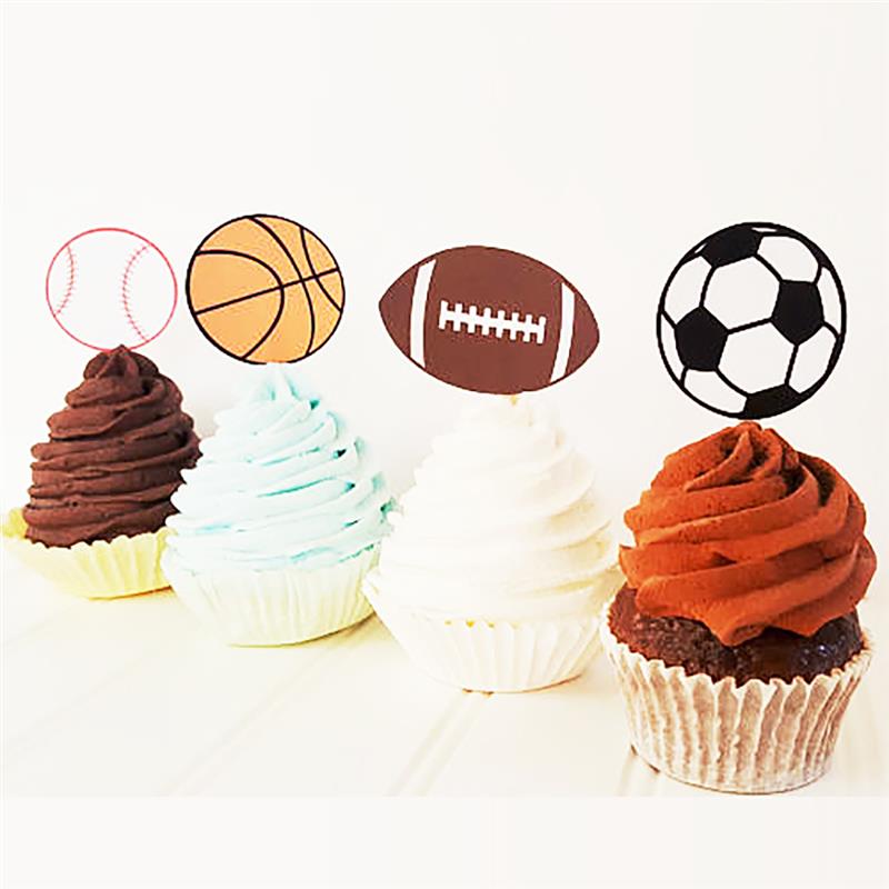 5pcs Football Cake Hat Cartoon Play Sport Boys Party Cup Cake Toppers Picks Kids Birthday Family Party Decoration Supplies-ebowsos