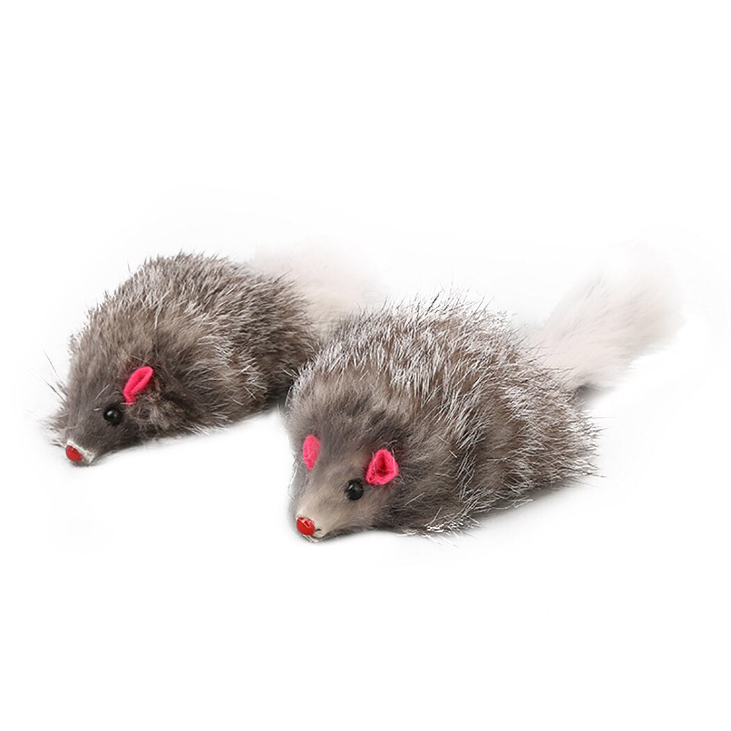 5pcs Furry Plush Cat Toy Soft Solid Interactive Mice Mouse Toys For Cats Funny Kitten Toy Pet Cats Training Game Pet Supplies-ebowsos