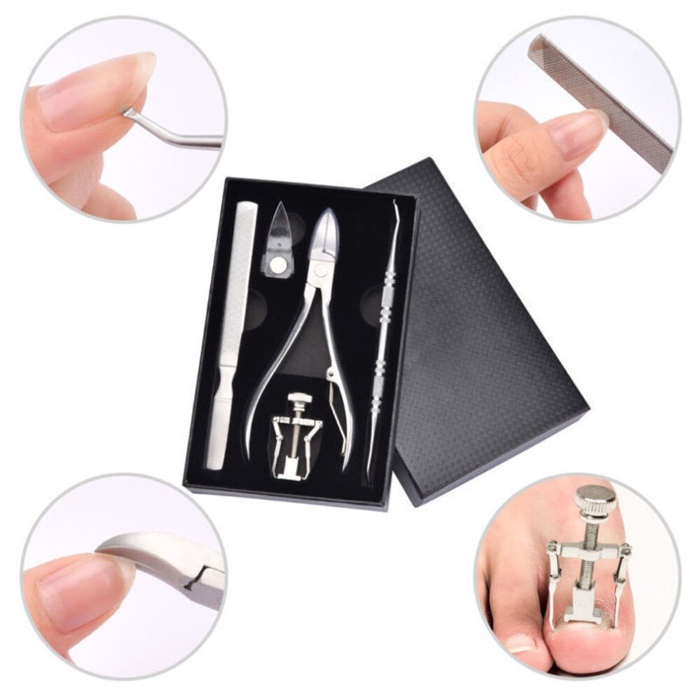 5pcs Ingrown Toe Nail Fixer Surgical Pedicure Toenail Recover Nail Correction Tool Stainless Steel Nail Clipper Nailfile nails - ebowsos