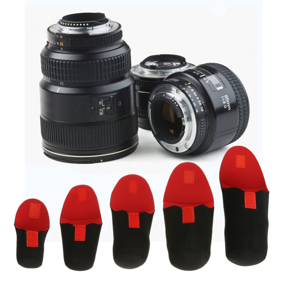 5pcs/Lot DSLR Camera Lens Cover Protector Case Pouch Bag Flexible Soft Neoprene Waterproof Case for Canon Nikon Sony DSLR Camera - ebowsos