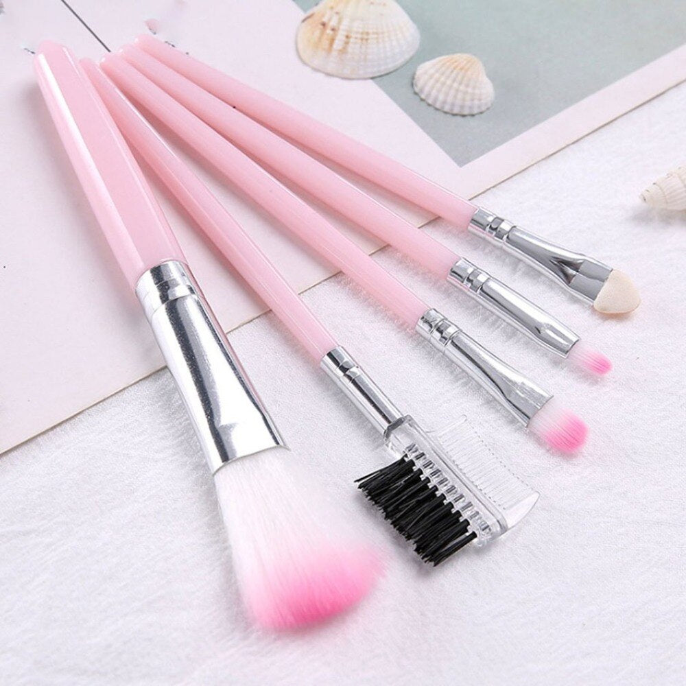5pcs Makeup Brushes Blusher Brush Plastic Handle Foundation Powder Brush Eyebrow Brush Women Make Up Tool - ebowsos
