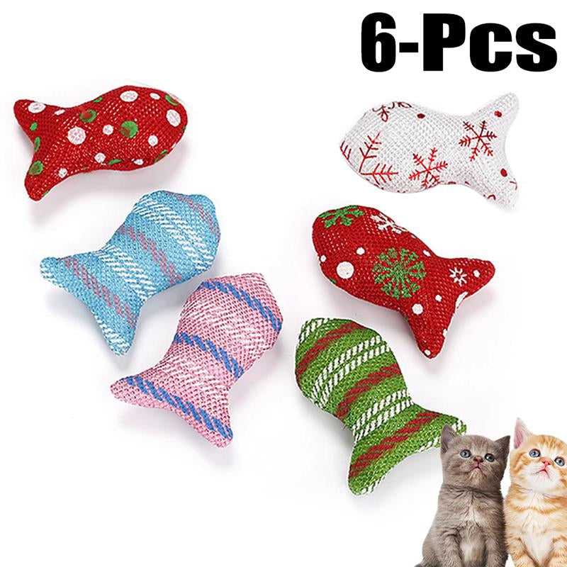 5pcs Pet Cat Toy Fish Shape Catnip Cats Toy Funny Cat Interactive Scratching Toys Kitten Soft Toy Pet Supplies-ebowsos