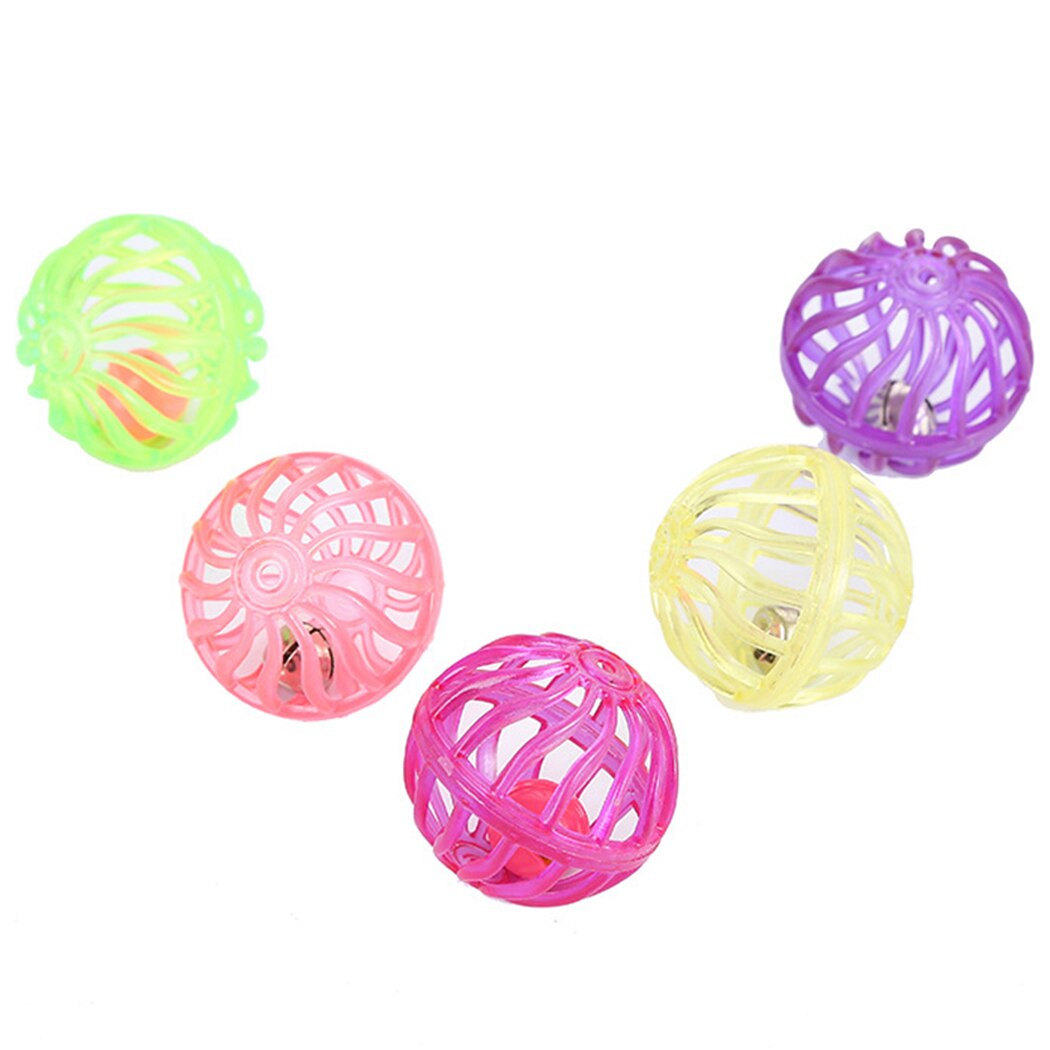 5pcs/Set Funny Cat Ball Toy Hollow Training Cat Interactive Toy Cat Bell Toy For Kitten Pet Interaction Supplies-ebowsos
