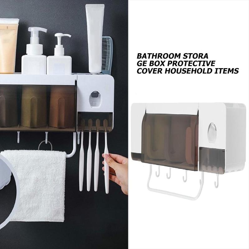 5pcs/Set Toothpaste Dispenser Squeezers Wall Mount Toothbrush Cup Holder Easy Wall Mounting Save Space Home Essential Products - ebowsos